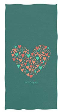 Badetuch Großes Herz Aus Kleinen Herzen Ich Liebe Dich Romantischen Valentinstag Auf Dunkelgrün Pool Badetuch Saugfähiges Tragbares Camping Handtuch, Für Picknick, Sport, 80x130cm