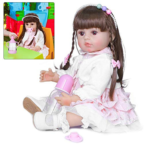 Babypuppe, Ganzkörper-Silikon-Simulations-Babypuppe, Realistische Babypuppe, Silikon-Babypuppe mit Lebensechter Babypuppe für Kinder, Spielzeug, Geburtstagsgeschenk, 55 cm