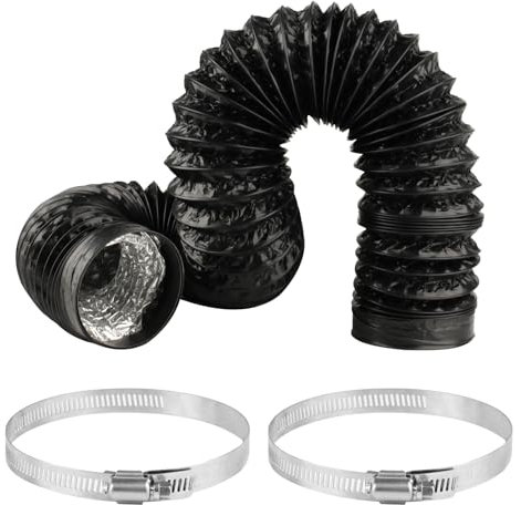 Tuyau Flexible Gaine Ventilation en Aluminium PVC 100mm, 2 Mètres Tuyau d'evacuation Flexible pour Climatisation Hotte Aspirante Ventilateur Extraction, avec 2 Colliers de Serrage