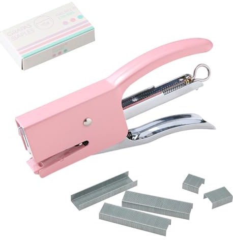 Grapadora Metálica de Tenaza, Grapadora de Escritorio, Grapadora de Oficina, Mini Grapadora de Esfuerzo Reducido, con 750 Grapas, Capacidad Hasta 16 Hojas, para el Hogar, la Oficina o la Escuela