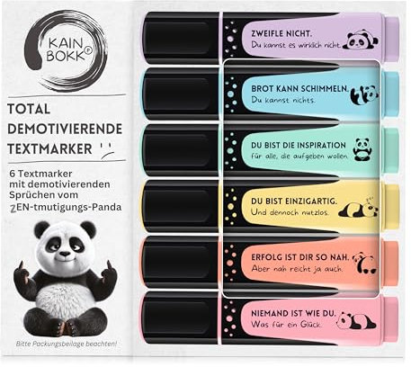 GLÜCKSGUT® 6x Textmarker | Demotivierende Sprüche | Geschenk für Büro Studium Uni Schule | Abschiedsgeschenk für Kollegen Chef Lehrer | Anti Stress