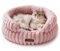 MEWOOFUN Stilvolle Katzenbetten für Katzen, weiches rundes Hundebett für kleine und mittelgroße Hunde, waschbares, beruhigendes Haustierbett (Rosa, S)