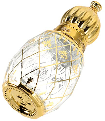 Holibanna Nachfüllbare Parfümflasche Mittelmeer Stil Aromaflasche Mit Goldverschluss Leere Ätherische Ölrollflasche Für Zuhause Und Reise Kreative Duftbehälter Im Orientalischen Design
