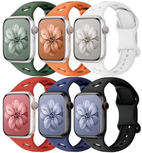 DMVEIMAL 6 Piezas Correas Deportivo para Apple Watch Correa 44mm 40mm 46mm 42mm 38mm 45mm 41mm 49mm Mujer Hombre,Transpirable Silicona Sport Correa para Apple Watch 11 10 9 8 7 6 5 4 Ultra SE 3/2/1