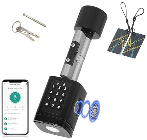 LHaustürschloss mit Fingerabdruck,Türschloss Fingerabdruck,mit RFID Karte,APP,WiFi,Fingerabdruck Schloss Haustür,Schließzylinder für Türen von 60-100mm,Lock Cylinder Length is Adjustable