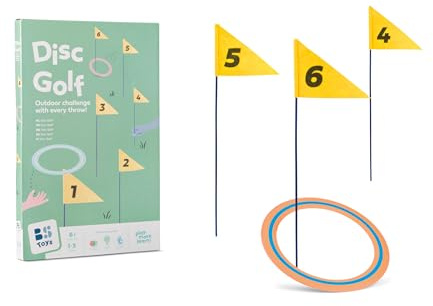 BS Toys - Outdoor Golf Disc Set - 6 Flaggen & 3 Scheiben Ø25cm - 1-3 Spieler 6+