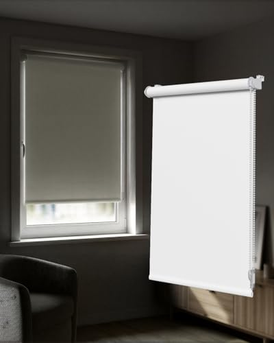 Victoria M. Tenebra Verdunkelungsrollo Klemmfix Rollo Fensterrollo nach Maß in Farbe Weiß, Verdunkelnd, Ohne Bohren, Breite 15 cm bis 140 cm, Farbe und Höhe nach Wahl