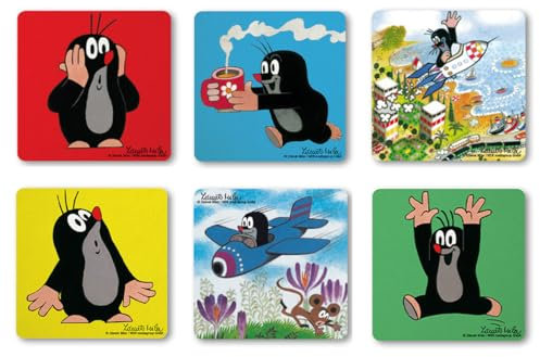 Logoshirt® Der kleine Maulwurf | Abenteuer | Untersetzer | 6er Set | Kork | 10x10cm | langlebiger Druck | Lizenziertes Originaldesign