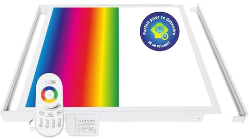 LECOM Deckenlampe LED Deckenleuchte 62x62 Dimmbar RGB + Neutralweiß 4000K Flach mit Fernbedienung LED Panel Deckenbeleuchtung (62x62 mit Aufbaurahmen)