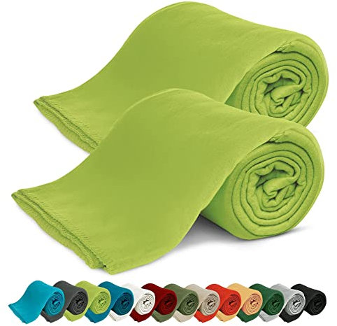 KiGATEX Fleecedecken 2er-Pack 130x160 cm – Weiche Kuscheldecken aus Polar Fleece – Oeko-TEX® Zertifiziert & pflegeleicht – Für Sofa, Bett, Garten & Haustiere – Lemon