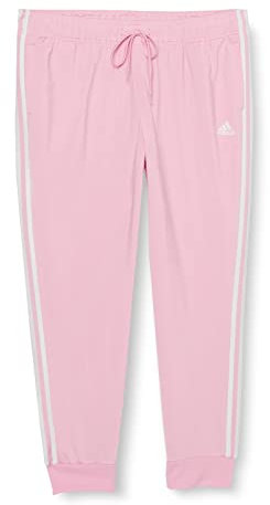 adidas Pantalon de survêtement slim fuselé 3 bandes pour femme Essentials, Rose véritable/blanc (vert primaire), 1X