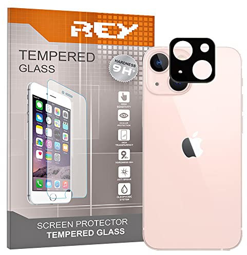 REY Protector de Pantalla Curvo Cámara Trasera para iPhone 13 (6,1), Negro, Cristal Vidrio Templado Premium, 3D / 4D / 5D, Anti Roturas