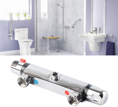 Garosa Thermostatic Faucet Wall Mounted Thermostatic Shower Valve Constant Temperature Hot Cold Water Mixer Valve for Bathroom RV Clawfoot Tub(Nozzle up)