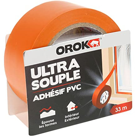 OROK - Rubans adhésifs (Bricolage), Ruban adhésif d'emballage - Ruban adhésif PVC orange 33m x 50mm, Ruban adhésif de chantier PVC orange 33m x 50mm - Souple & extensible - Intérieur / extérieur