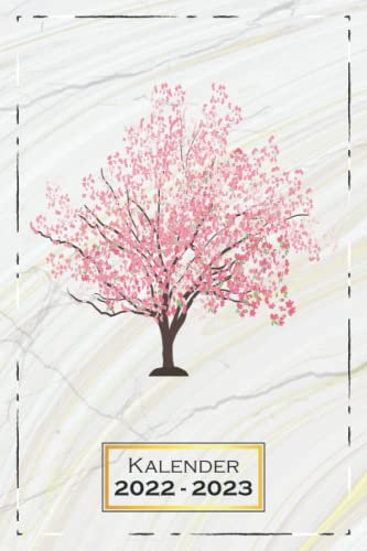 Kalender 2022-2023: Baum, Kirschbaum | A5 (6x9) | von Juli 2022 bis Juni 2023 | 1 Woche auf 2 Seiten | Softcover | mit Monatsübersicht & Kontakttabelle | Schön