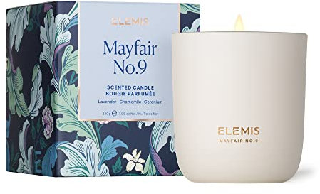 ELEMIS Bougie parfumée no.9 Mayfair,versée à la main en Angleterre pour réchauffer, apaiser et détendre vos sens,un parfum sophistiqué avec neuf huiles essentielles dont la lavande et le géranium,220g