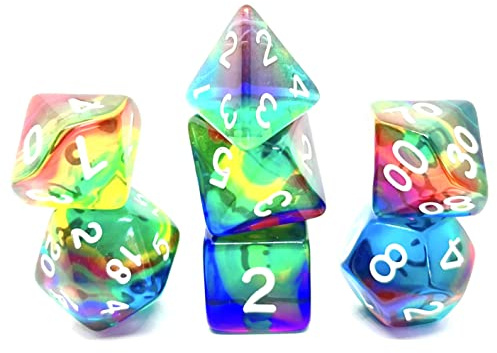Dice4friends Würfelset Transparent: Rainbow Storm (7)