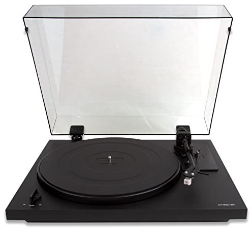 Andover Audio - Giradischi SpinDeck 2 per la riproduzione di dischi in vinile, controllo elettronico della velocità 33/45, semi-automatico, ritorno automatico, cartuccia AT3600 (nero)