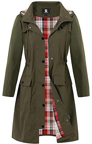 SaphiRose PONCHO Veste de Pluie Longue pour Femme Manteau à Capuche Coupe-Vent Imperméable d'Extérieur-Vert-M