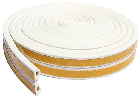 rockible 5m Schaum Selbstklebende Fenster Tür Excluder Dichtung Streifen Klebeband, P 9x5.5mm Weiß
