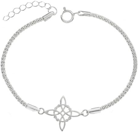 Pulsera amuleto nudo de bruja Plata de Ley con cordón coreano - Pulsera amuleto Plata de Ley