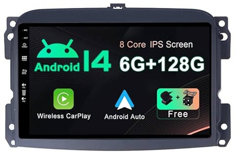 BXLIYER - [6GB+128GB] - Android 15 IPS Autoradio Per FIAT 500L (2012-2016) - Senza fili CarPlay/Android Auto - LED Camera + MIC - DAB Fast-boot Volante 360-Camera WIFI DSP 4G - 2 Din 10.1 Pollici