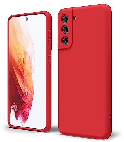 oakxco für Samsung Galaxy S21 Plus Hülle Silikon Case mit Kameraschutz, Ultra Dünn Bunt Handyhülle Mädchen, Einfarbig Handy Hülle Slim Schutzhülle, Matt TPU Weich Gummi Glatt Silikonhülle Bumper, Rot