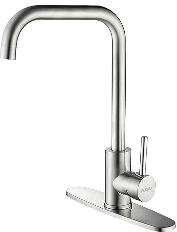 RODDEX Rubinetto per lavello da bar, miscelatore girevole a maniglia singola con piastra a 3 fori, rubinetti commerciali moderni in acciaio inossidabile per camper, lavanderia, lavello da cucina