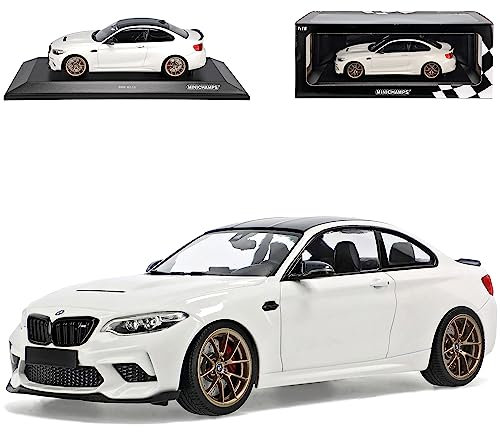alles-meine.de GmbH B-M-W 2er F22 M2 CS Coupe Weiss mit goldenen Felgen Modell Ab 2013 Version 2019-2021 1/18 Minichamps Modell Auto mit individiuellem Wunschkennzeichen