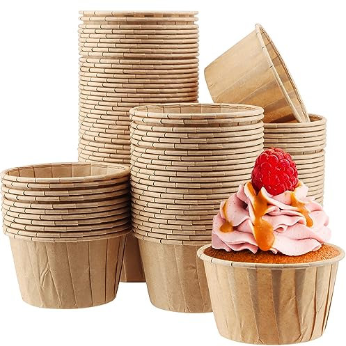 YIXNSW 200 Stück Backförmchen Papier Muffinförmchen Braun Große Cupcake Formen Papier für Partys, Geburtstagsfeiern, Hochzeiten, Halloween, Weihnachtsfeiern