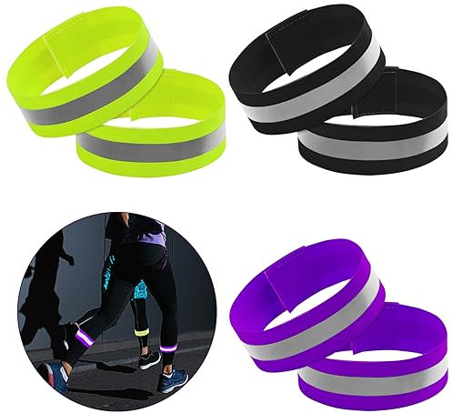 6 Stück Reflektorband, Reflektierendes Armband Reflektor Reflektorbänder Set Hosenclip-Fahrrad Sicherheit Reflexband Outdoor Joggen Radfahren Fahrrad Laufen Kinder Klettverschluss Elastisch Leuchtband