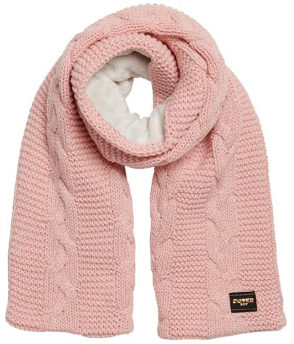 Superdry Damen Strickschal mit Zopfmuster Pink Gesprenkelt 1SIZE
