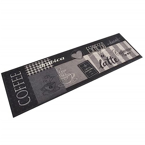 INLIFE Küchenteppich Waschbar Coffee Schwarz 45x150 cm Samt,1,3 KG,136555