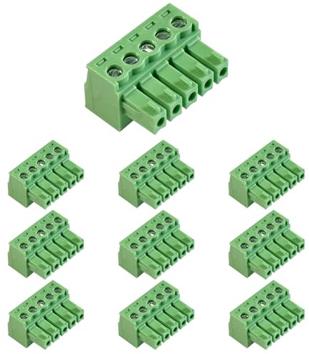 Cermant 10 piezas KF2EDG de 5 pines de 3,81 mm de paso enchufable PCB ángulo tornillo bloque de terminales conector enchufe montaje en panel DIY