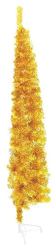 Homgoday Árbol de Navidad Artificial para Esquina,Árbol de Navidad 120cm/150cm/180cm/210cm/240cm, de PVC difícilmente inflamable, Montaje rápido, Plegable, Incluye Soporte de Metal Dorado 240 cm