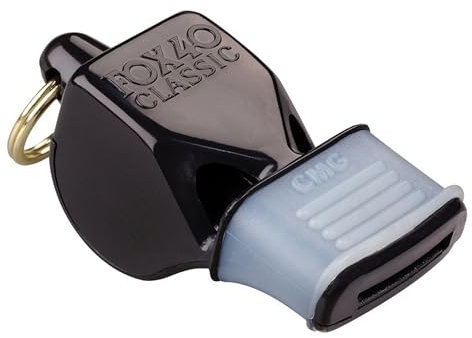 TEBASKET Silbato para Entrenador o Árbitro Deportivo Profesional, FOX40 Classic con Cordón Resistente, Ideal para Fútbol, Baloncesto, y Deportes al Aire Libre, Color Negro
