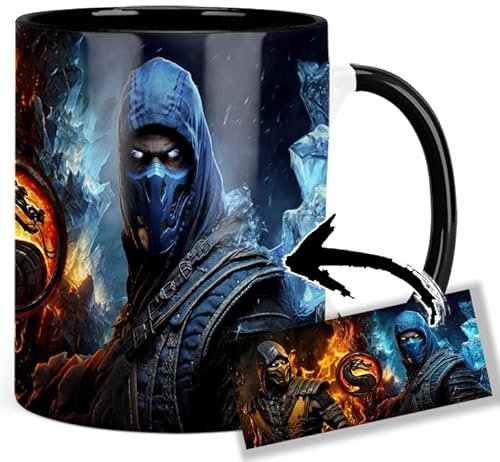 Mortal Kombat Scorpion Vs Sub Zero Tasse Innen & Henkel Schwarz Keramikbecher Mug
