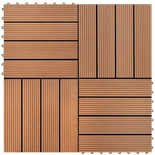 ShGaxin Baldosas de WPC 30x30 cm 11 Unidades 1 m² marrón, Piscina Terraza, Suelo Madera Exterior, Tarima Exterior, Suelos Terraza, Suelo Jardin Exterior SPU:40825