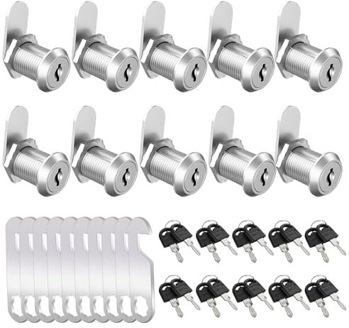 GBACHOOSE Lot de 10 Serrure Boite aux Lettres 20 mm, Barillet Boite aux Lettres Ptt Agréé, 2 Plaques de Serrure Différentes