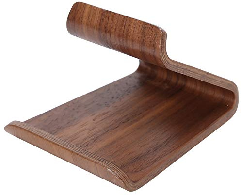 Emoshayoga Holz TabletPC Halter Doppelseitig Walnuss Tablet PC Halter Handy Ständer Halterung, Nut Braun WoodDesktop Zubehör