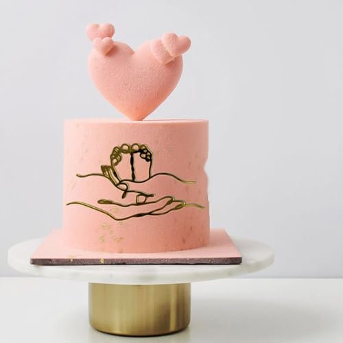 Baby Shower Cake Topper Baby Welcome Party Cake Decoration Gold Parents Hand Baby's Feet Birhday Cake Side Decoration for Baby Shower Birthday Decoration Party Supplies