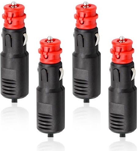 OMIGA 4 Piezas Enchufe Mechero 12V/24V Enchufe Mechero Con Fusible de 8A Conector Macho Para Mechero Adaptador Para Encendedor de Cigarrillos Para Automóviles Camiones Motos