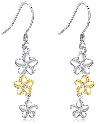 Plumeria Ohrringe S925 Sterling Silber Hibiskus Blumen Ohrstecker Plumeria Hawaiian Schmuck Geschenke für Frauen Damen Liebhaber