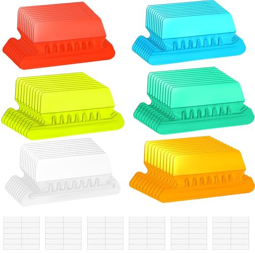 Aktenordner-Tabs Hängeregistratur-Ordneretiketten, 60 Sets, Kunststoff-Ordner-Tabs mit Einlagen für Hängemappen