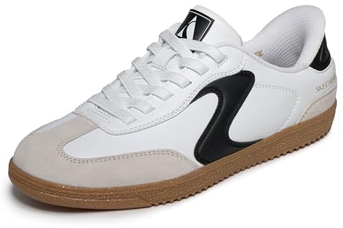 Skechers Women's Hotshot Perfect Choice Sneaker, White Duraleather/Black Leather/Trim, 8 UK