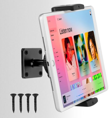 NZZVNZ Soporte de Pared para Tablet,Soporte de Pared Ajustable,Soporte para móvil de aleación de Aluminio, Giratorio de 360° para tabletas y Smartphones de 4,7 a 12,9 Pulgadas