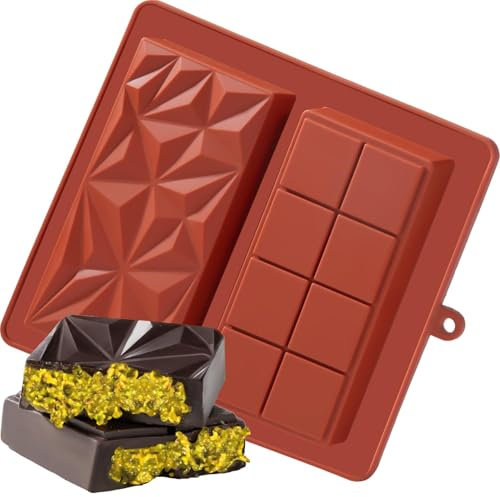 Moule à chocolat 2 en 1,Moule Tablette Chocolat dubai en Silicone,Moules Profonds à Tablette de Chocolat,Antiadhésifs et Flexibles,pour Chocolat,Gelée,Bougies,Compatible avec Dubaï, Halloween,Fudge