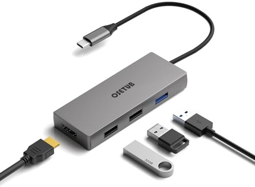 USB C Hub, 4 in 1 USB C to HDMI Multiport Adapter, USB C Dongle with 4K HDMI, USB 3.0/2 2.0 Port Compatible with MacBook Pro/MacBook Air M1 2020 and More Type C Devices