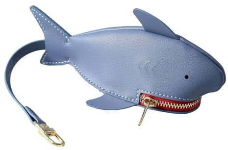 Haifischschwanz Schlüsselanhänger - Neuheit Haifisch-Tasche, entzückende kleine Tasche | 9,5 x 7,5 cm Tier-Reißverschluss Schlüsselanhänger Geldbörse, Cartoon-Kosmetiktasche, Port, blau,
