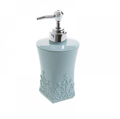 Leere Seifenspender-Flaschen, nachfüllbar, Kunststoff, Handspülspender, geschnitzte Blume, Flüssigkeit, Pumpflasche, Desinfektionsmittel, Shampoo, Duschgel, Behälter für Badezimmer, Küche, Blau,